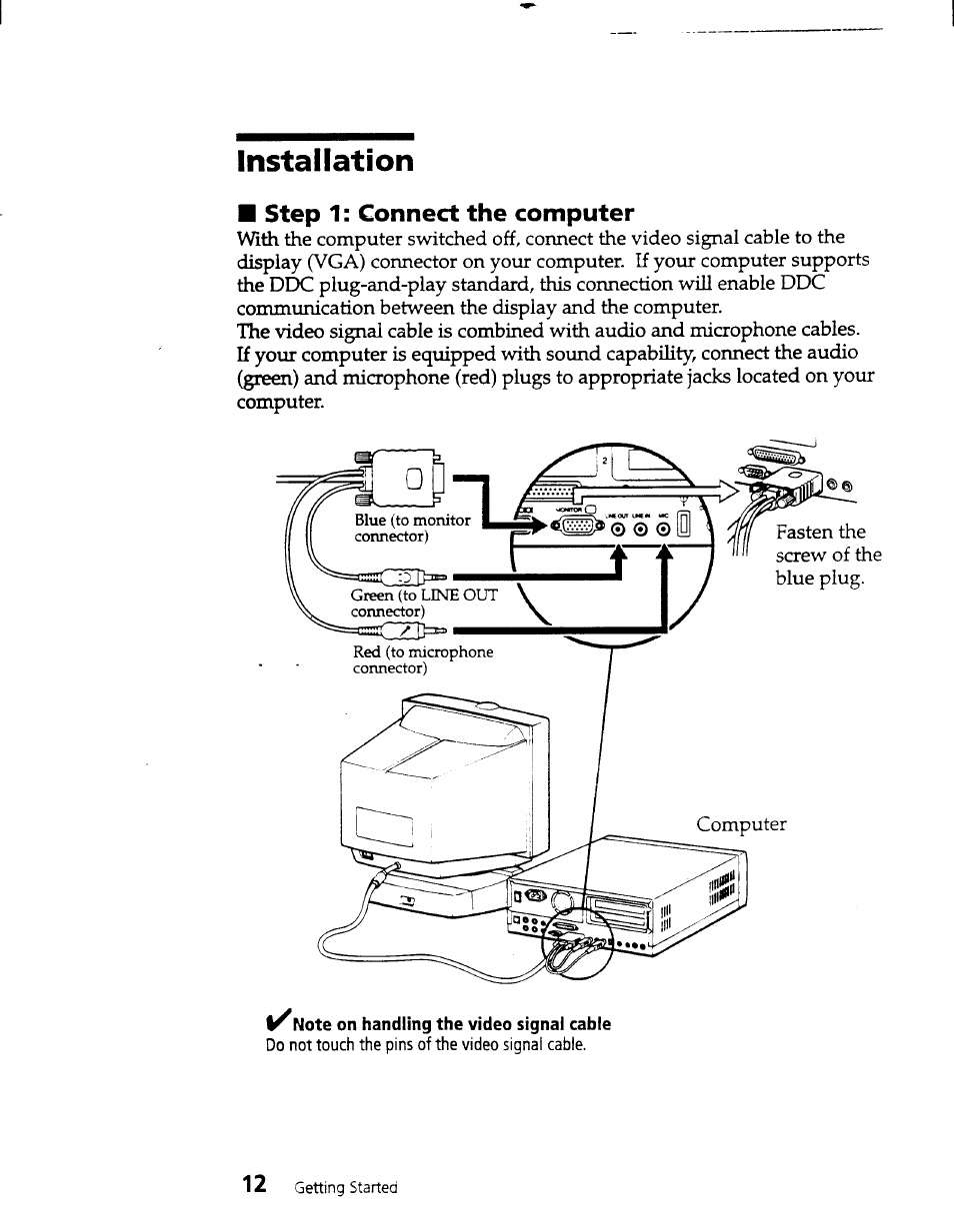 Installation, Step 1: connect the computer | Sony CPD-101VS User Manual | Page 11 / 39