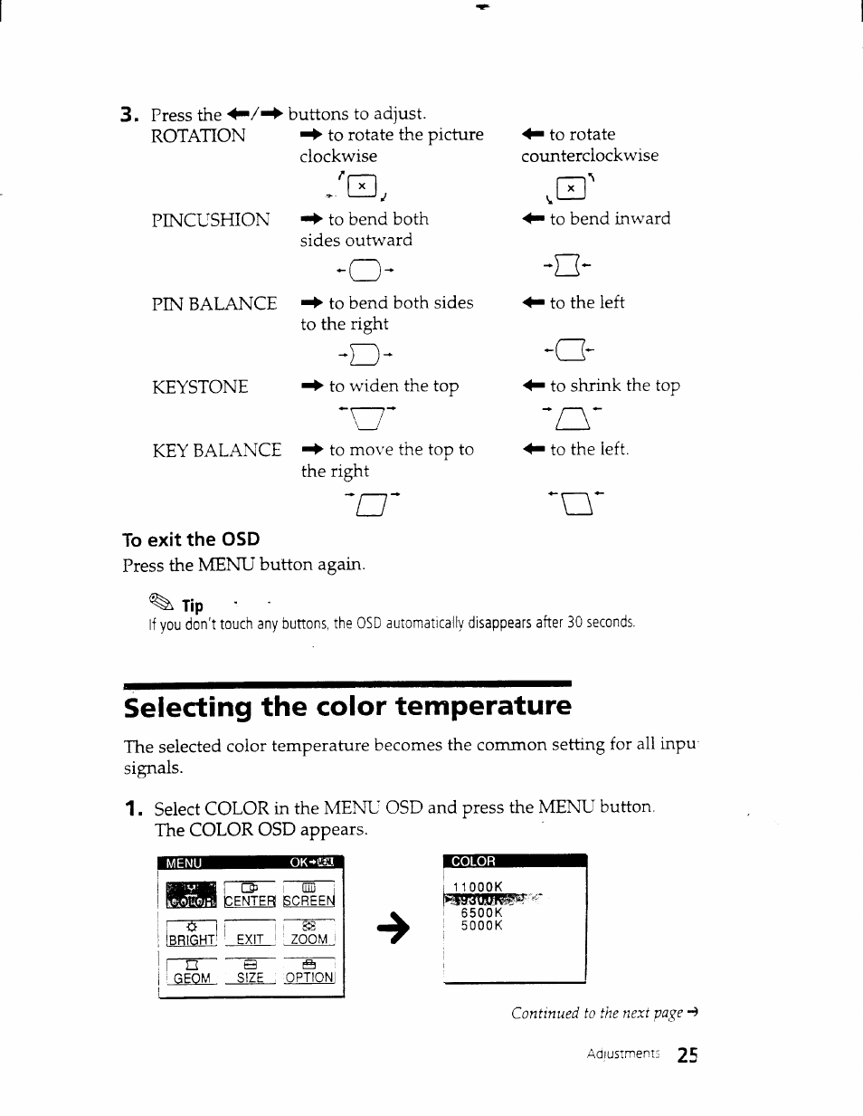 Selecting the color temperature | Sony CPD-101VS User Manual | Page 24 / 39