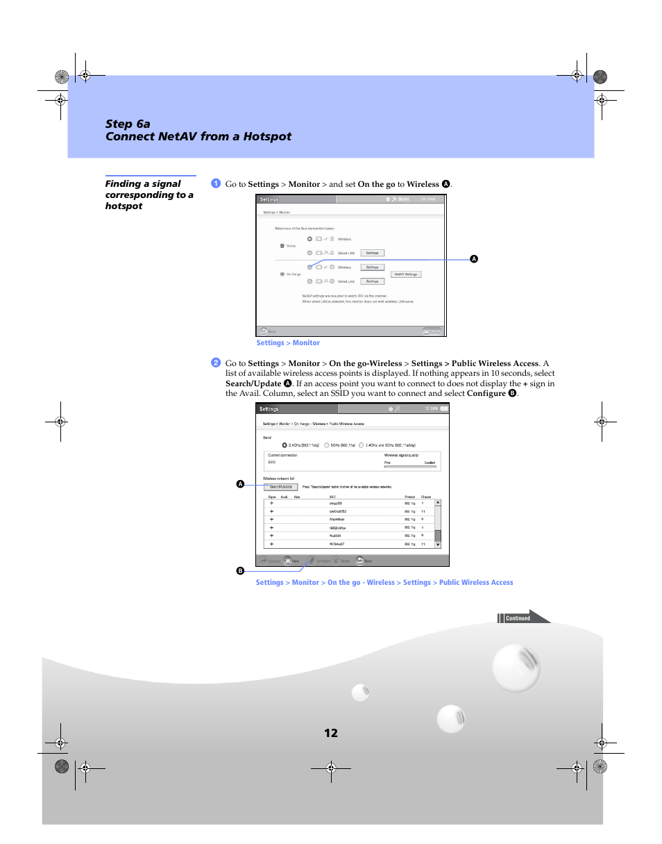 12 step 6a connect netav from a hotspot | Sony LF-X1 User Manual | Page 12 / 14