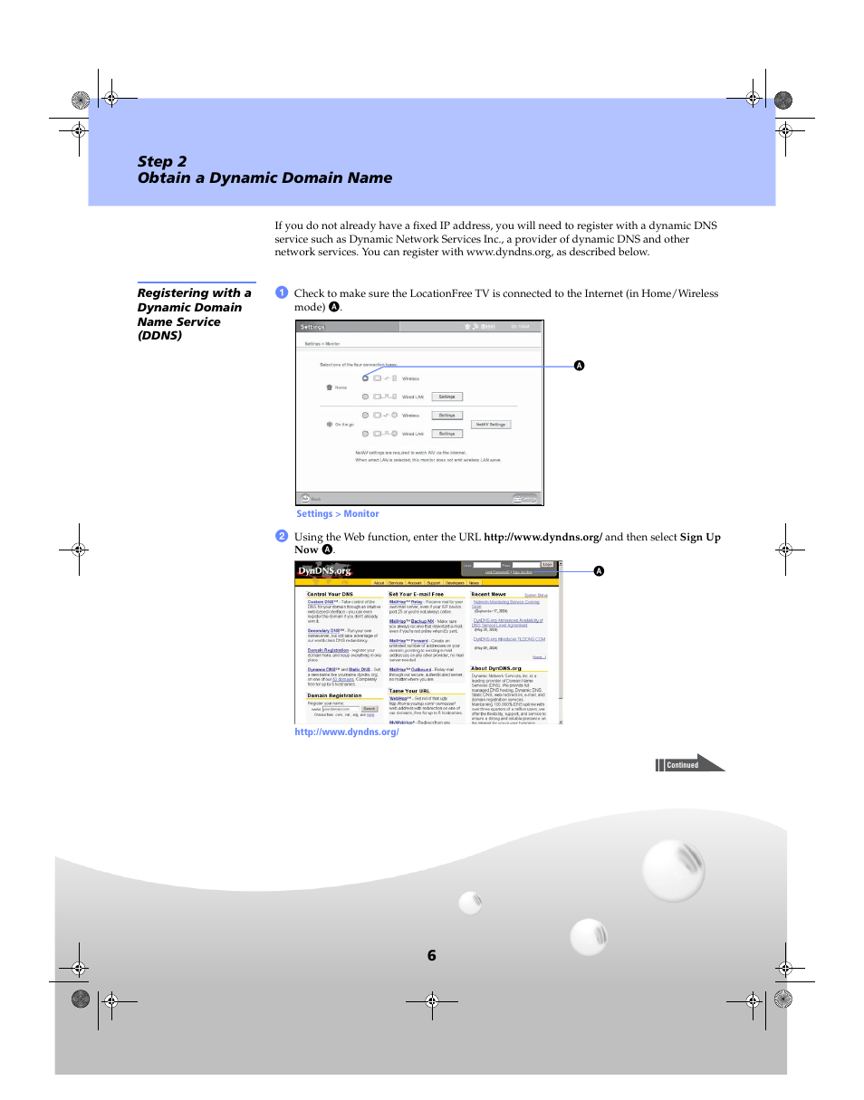 6step 2 obtain a dynamic domain name | Sony LF-X1 User Manual | Page 6 / 14