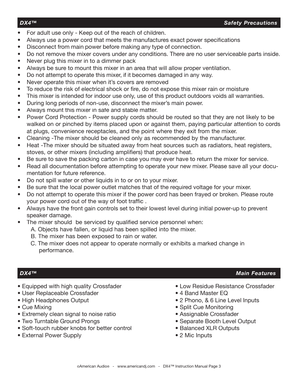 American Audio DX4 User Manual | Page 3 / 14