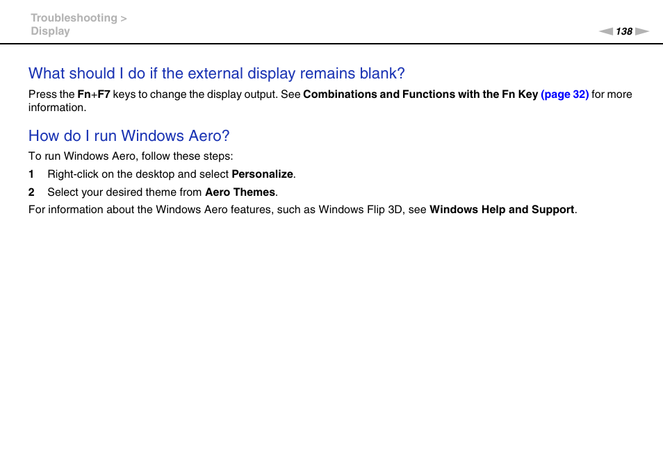 How do i run windows aero | Sony VGN-NW226F User Manual | Page 138 / 152