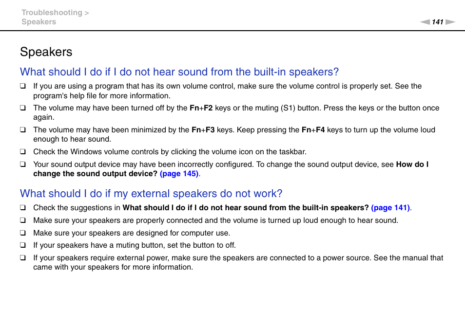 Speakers | Sony VGN-NW226F User Manual | Page 141 / 152