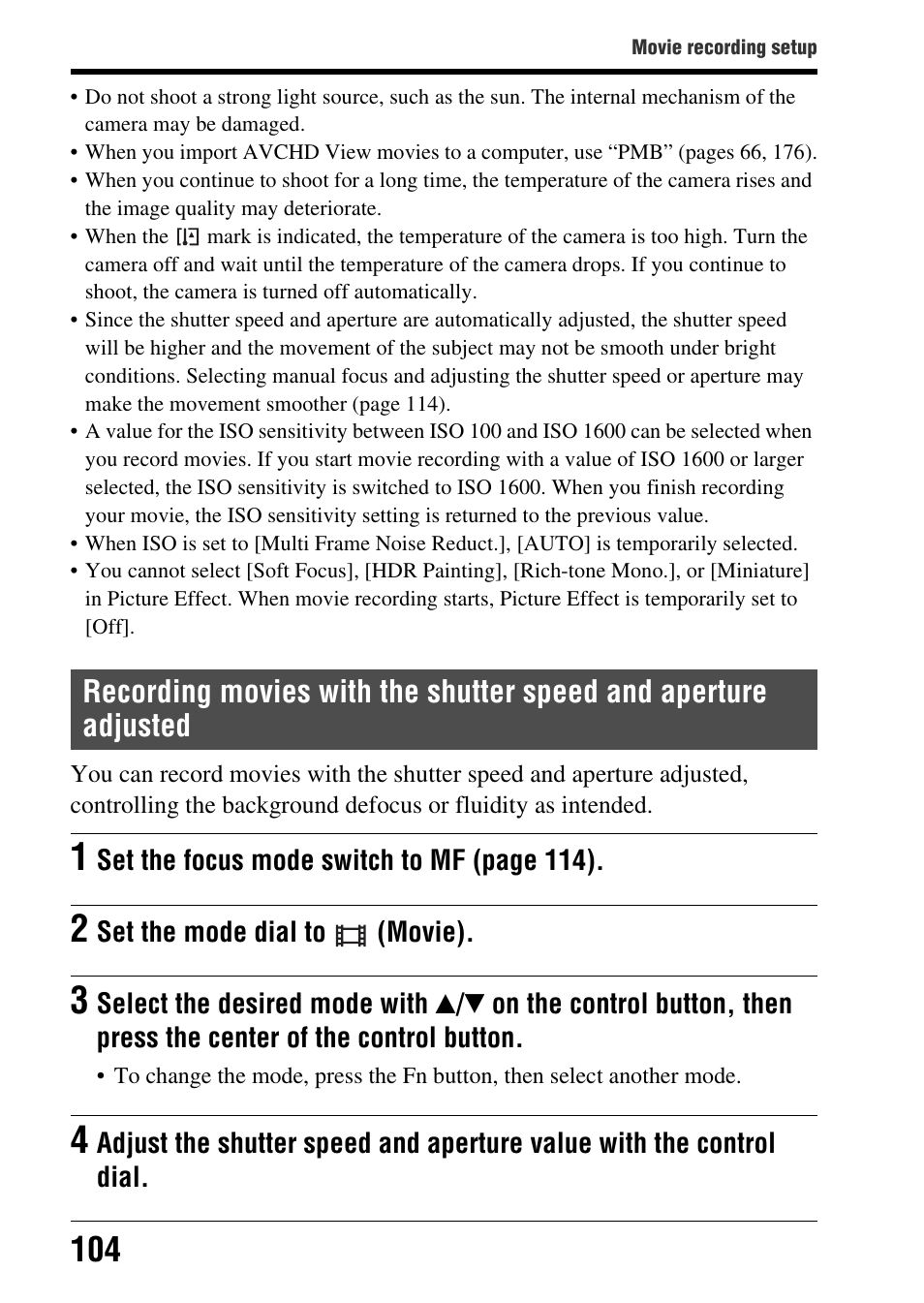 Adjusted, Vie (104) | Sony SLT-A65VL User Manual | Page 104 / 214
