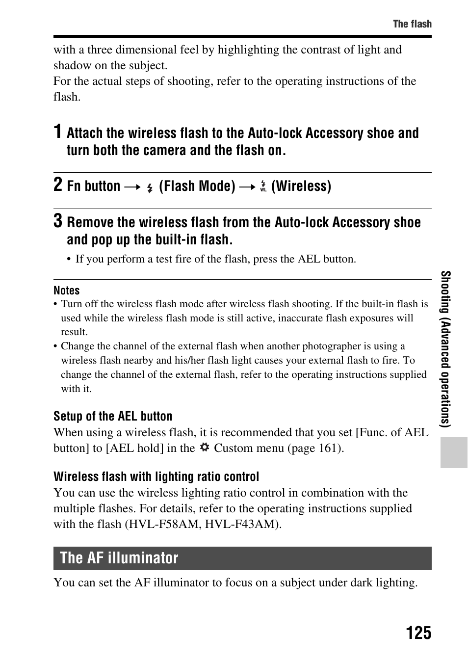 The af illuminator | Sony SLT-A65VL User Manual | Page 125 / 214