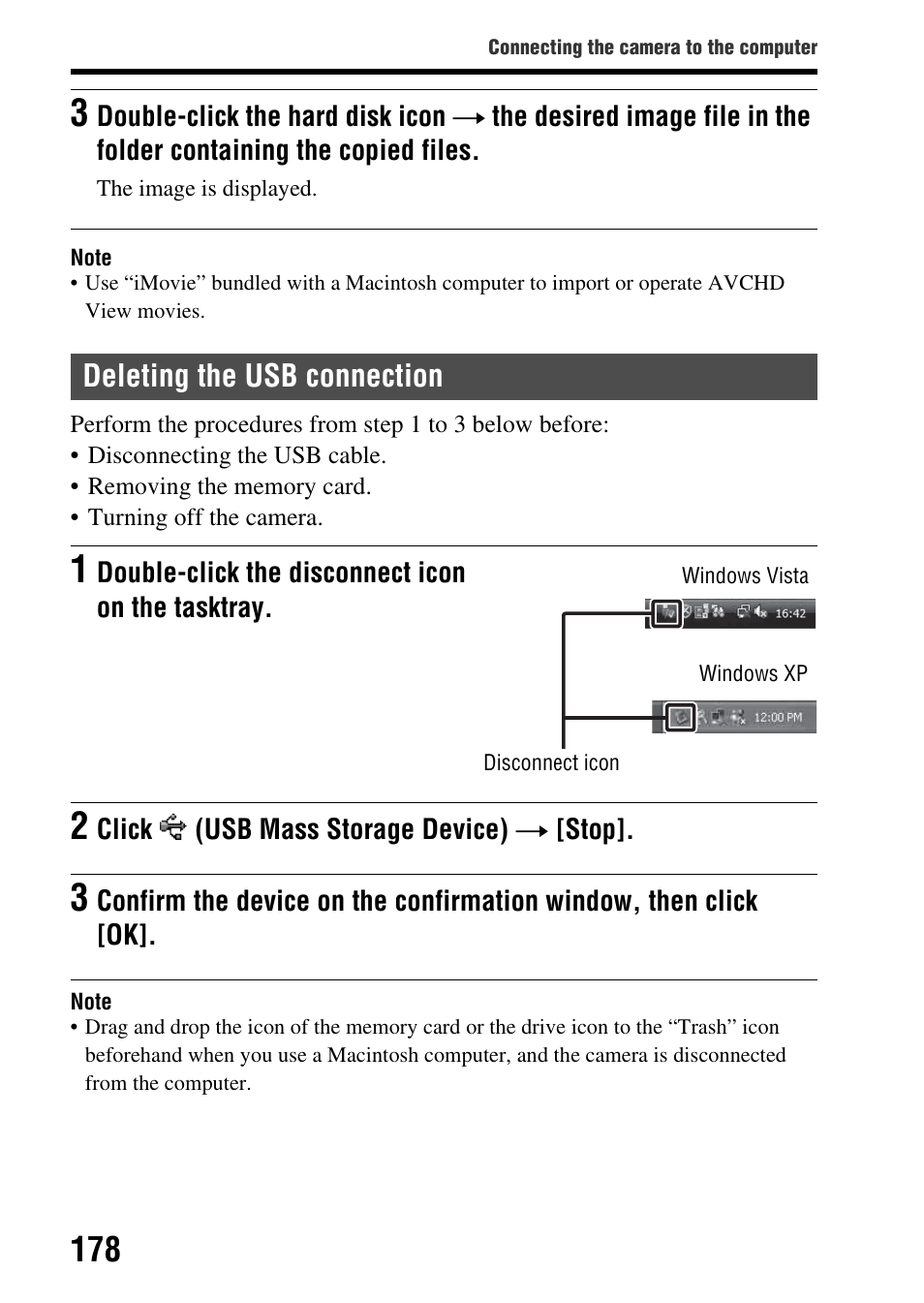 Deleting the usb connection | Sony SLT-A65VL User Manual | Page 178 / 214