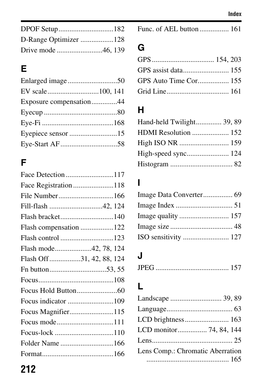 Sony SLT-A65VL User Manual | Page 212 / 214