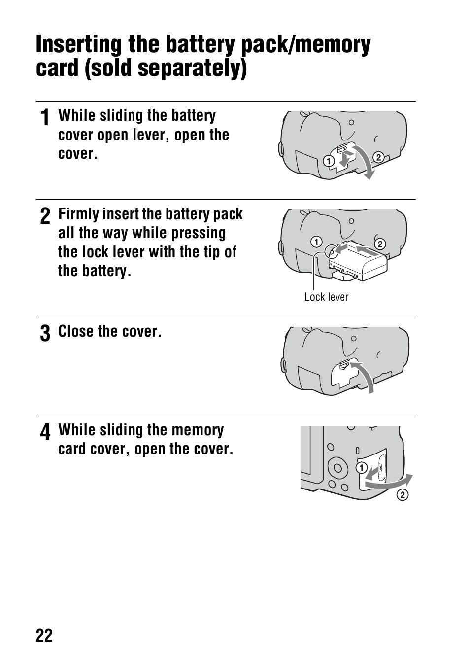 Rtion slot (22) | Sony SLT-A65VL User Manual | Page 22 / 214