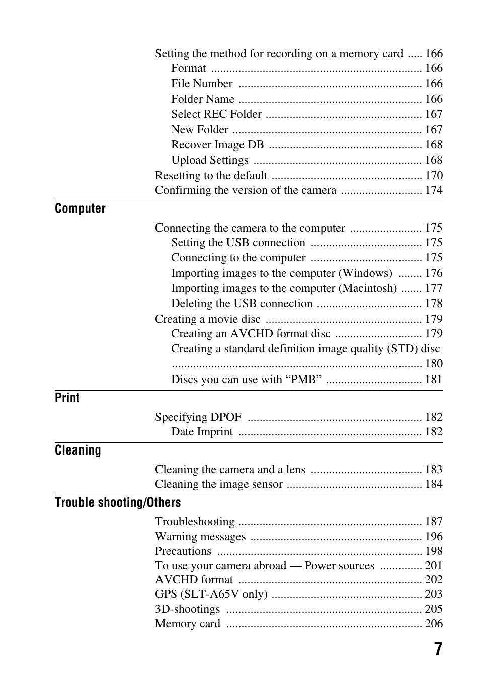 Sony SLT-A65VL User Manual | Page 7 / 214