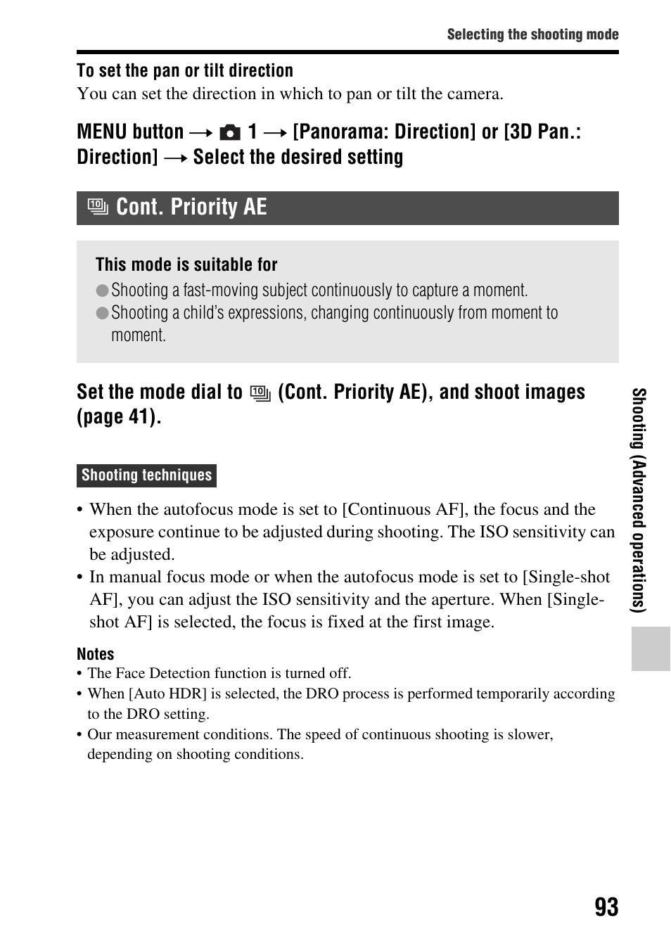 Cont. priority ae | Sony SLT-A65VL User Manual | Page 93 / 214