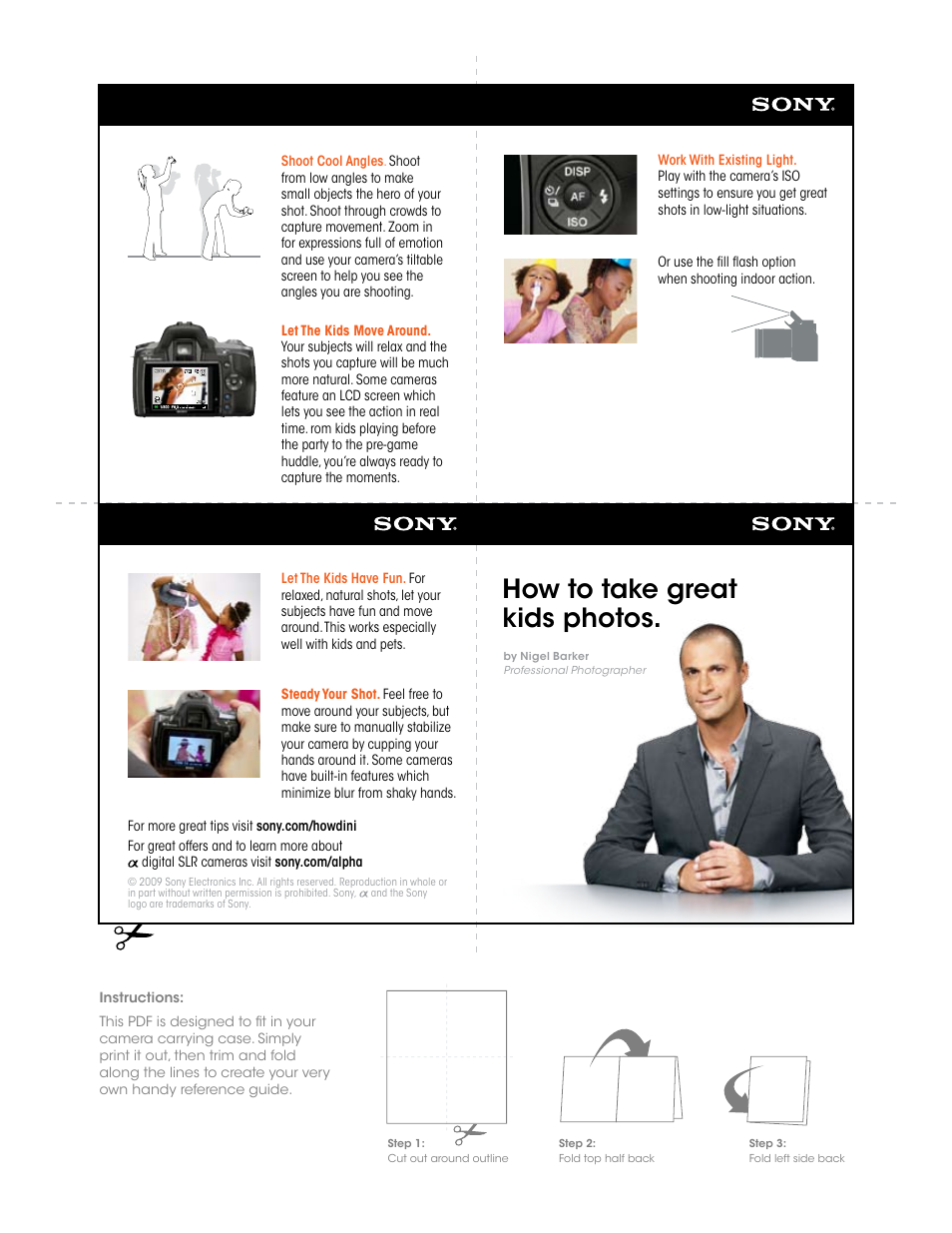 Sony How to take great kids photos User Manual | 1 page