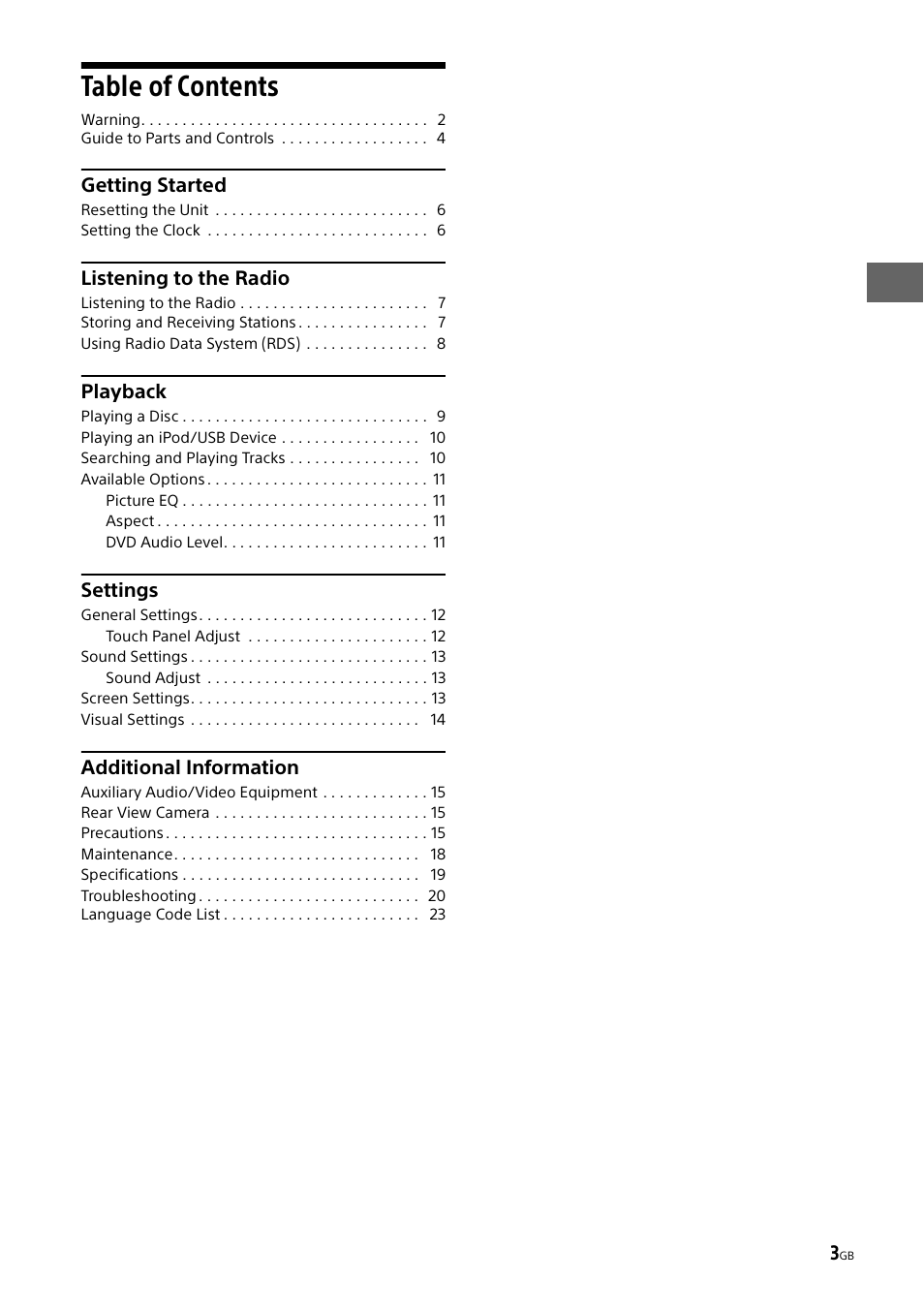 Sony XAV-65 User Manual | Page 3 / 72