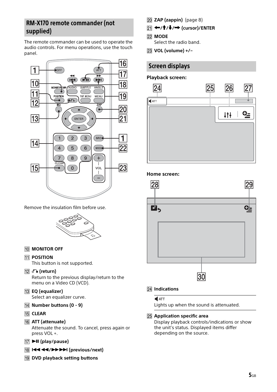 Sony XAV-65 User Manual | Page 5 / 72