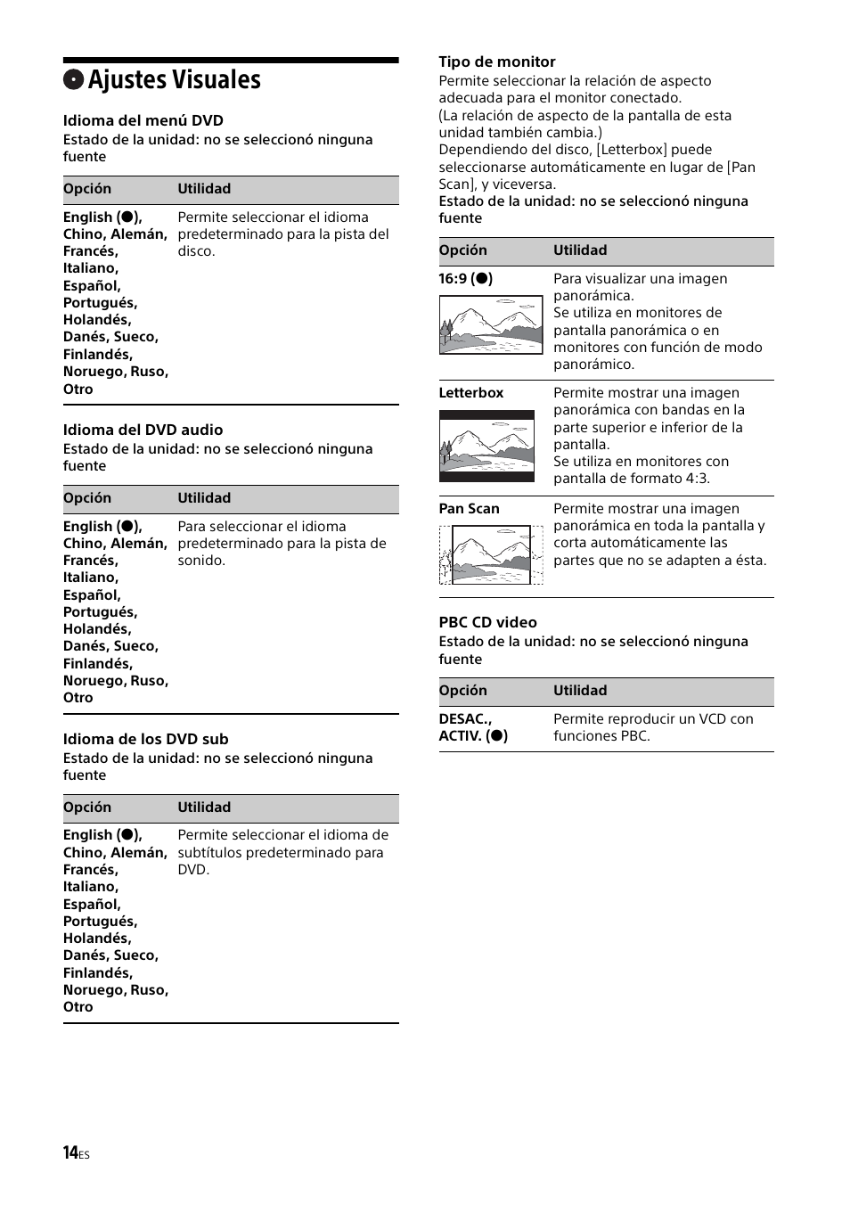 Ajustes visuales | Sony XAV-65 User Manual | Page 60 / 72