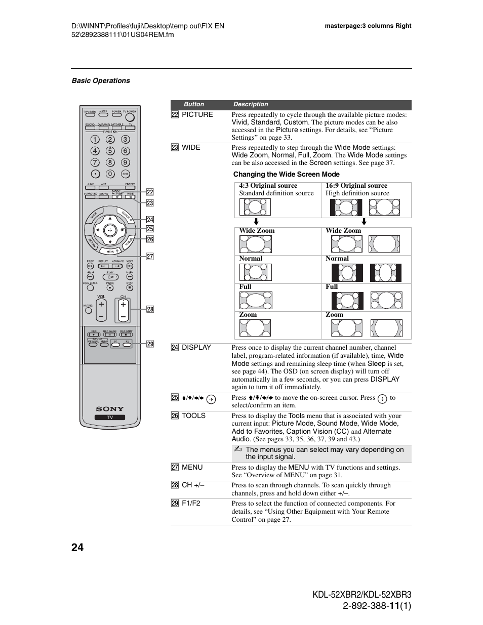 Sony KDL-52XBR3 User Manual | Page 24 / 56