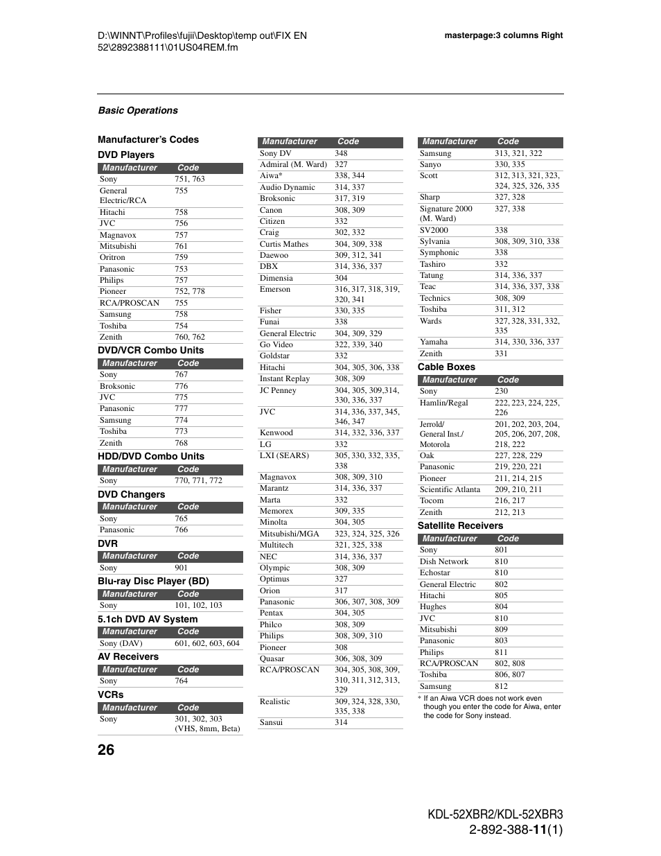 Sony KDL-52XBR3 User Manual | Page 26 / 56