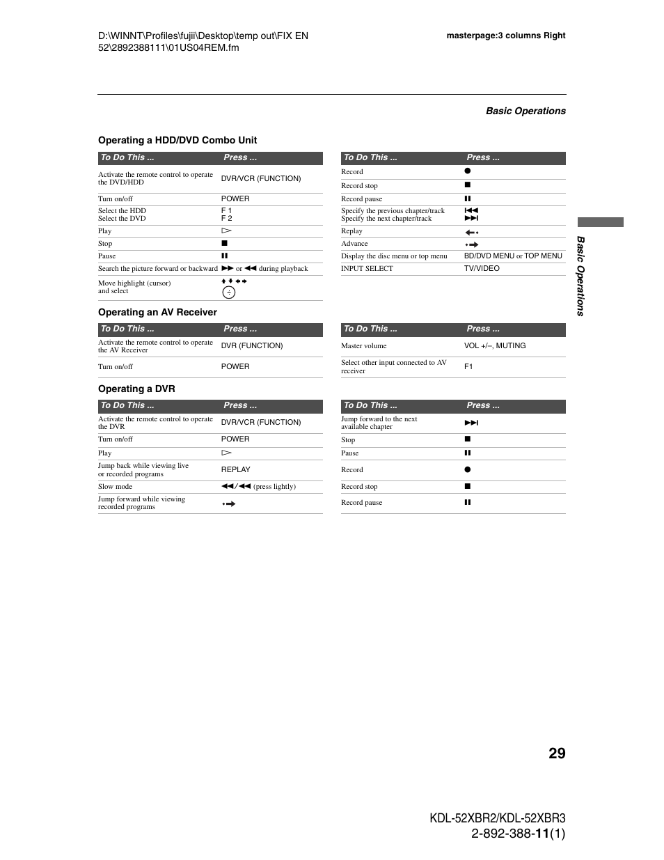 Sony KDL-52XBR3 User Manual | Page 29 / 56