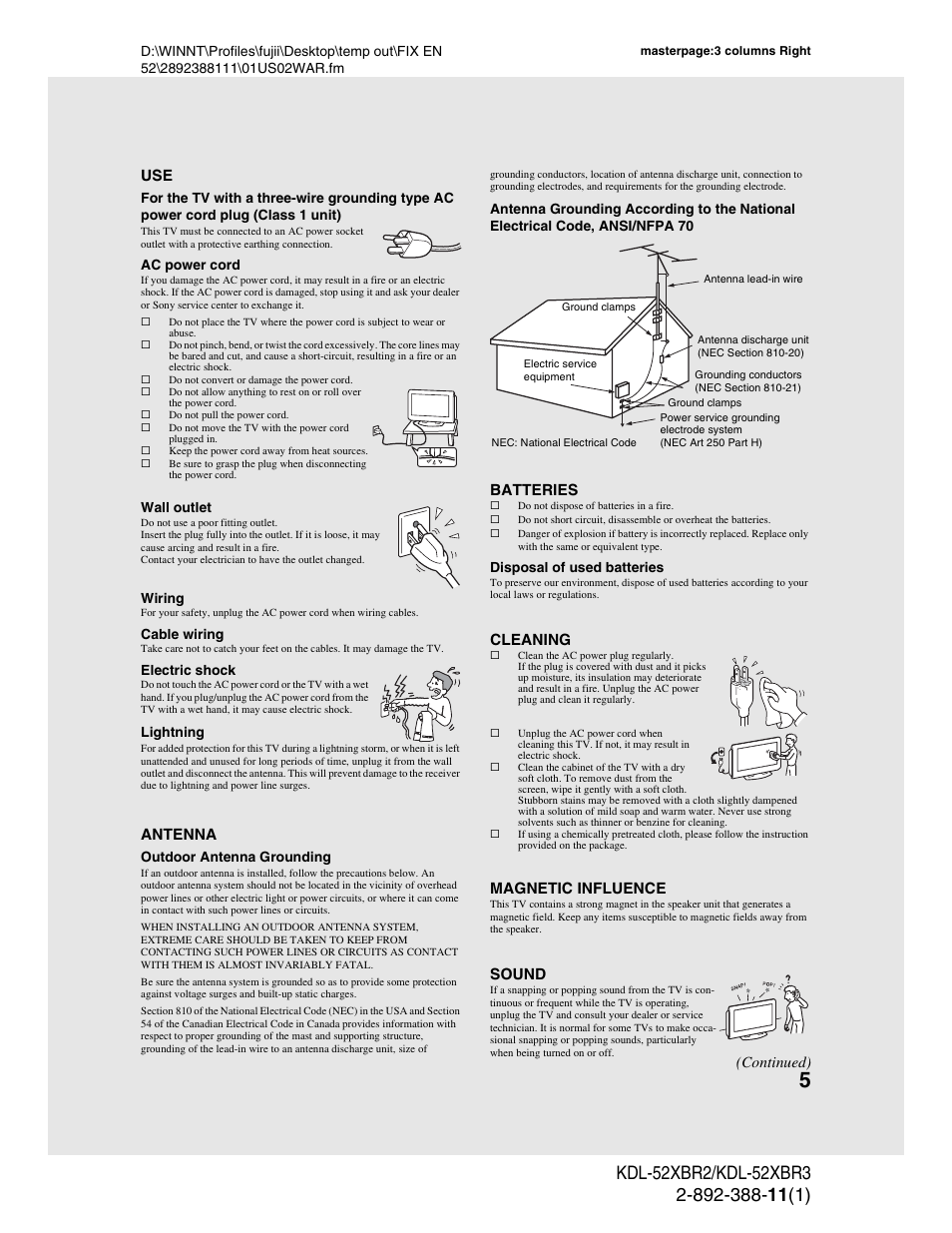 Sony KDL-52XBR3 User Manual | Page 5 / 56