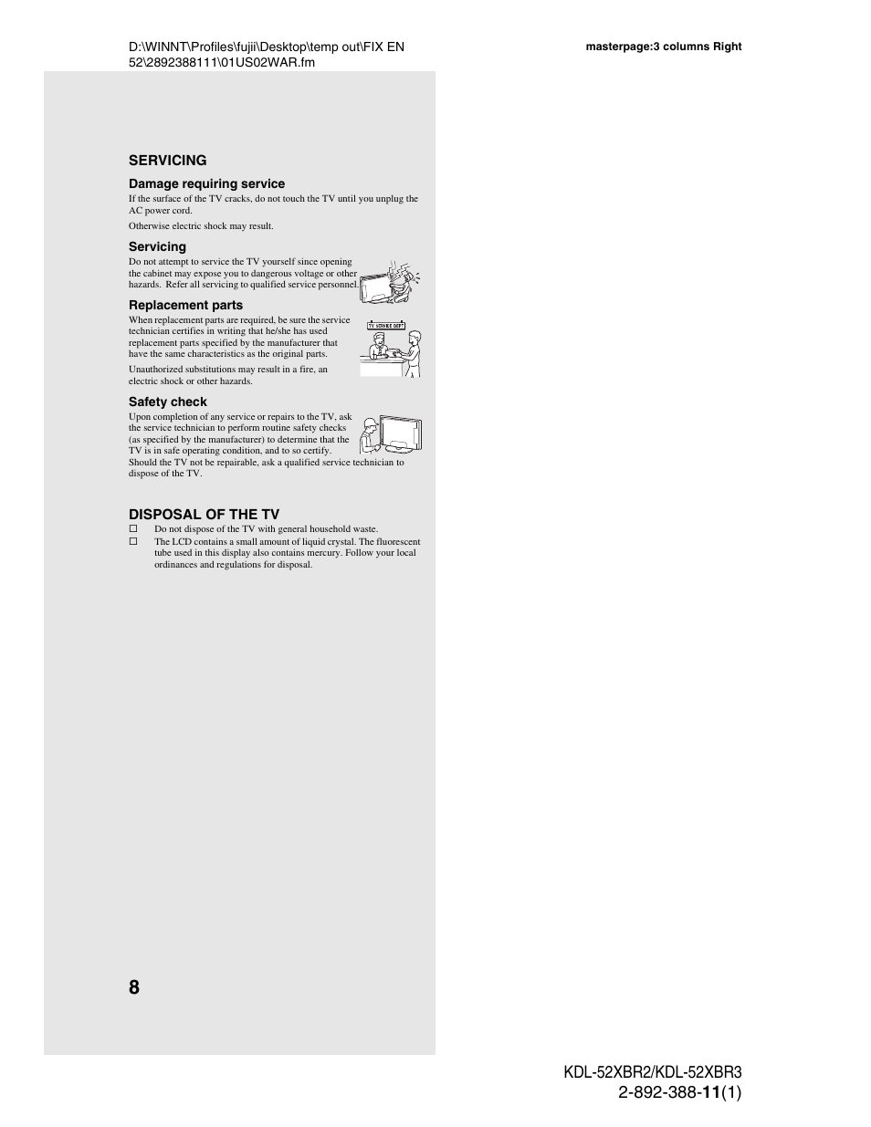 Sony KDL-52XBR3 User Manual | Page 8 / 56