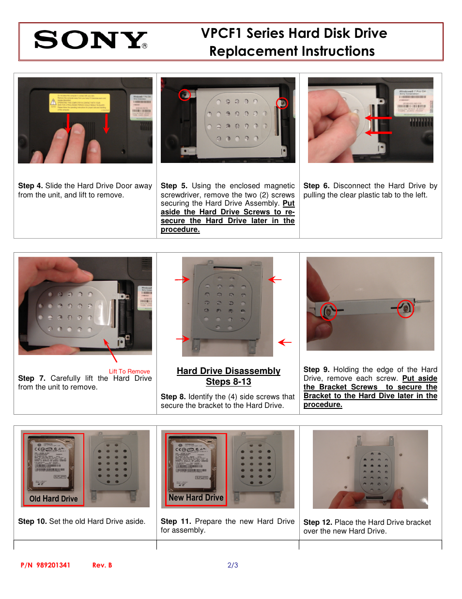 Drivedrive | Sony VPCF1 Series Hard Disk Drive (Replacement Instructions) User Manual | Page 2 / 3