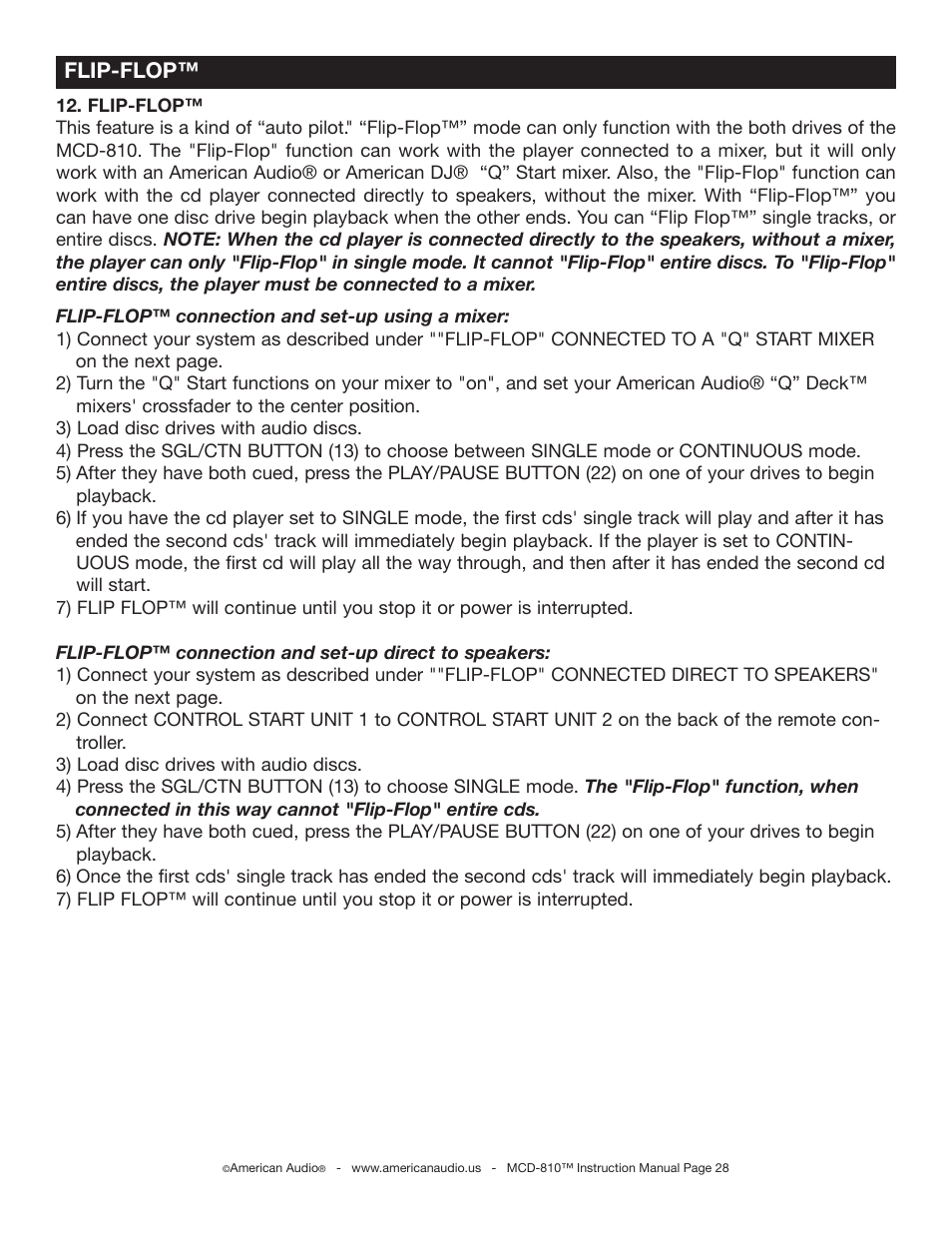 Flip-flop | American Audio MCD-810 User Manual | Page 28 / 34