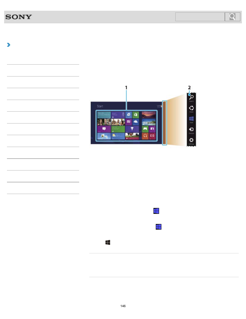 About the start screen and menu, Details, How to use | Sony SVT13128CYS User Manual | Page 146 / 394