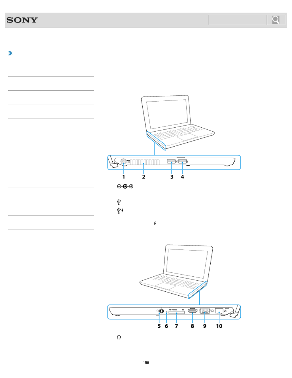 Parts and controls on the sides, Details, How to use | Sony SVT13128CYS User Manual | Page 195 / 394