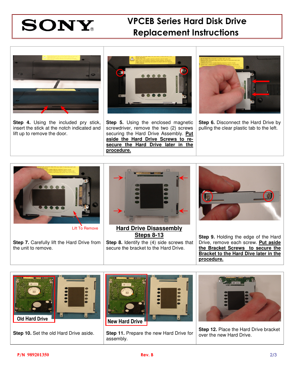 Drivedrive | Sony VPCEB Series Hard Disk Drive (Replacement Instructions) User Manual | Page 2 / 3