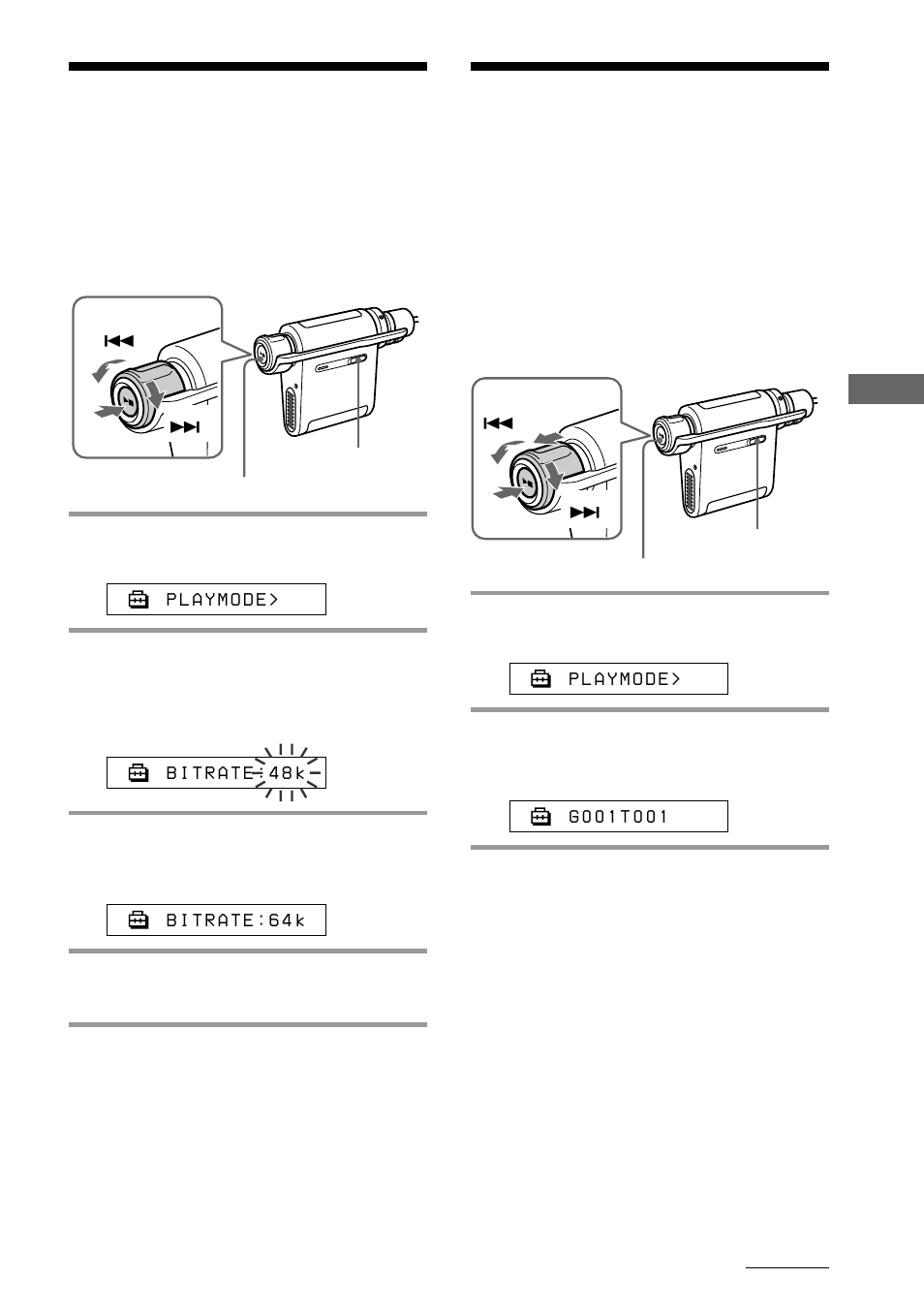 Selecting the bit rate — only for nw-ms77dr, Editing the track name and group name (edit name), Selecting the bit rate | Sony NW-MS90D User Manual | Page 39 / 64