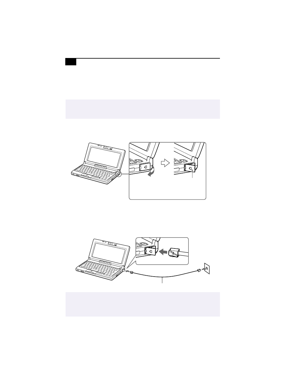 Connecting a phone line | Sony PCG-C1X User Manual | Page 46 / 111