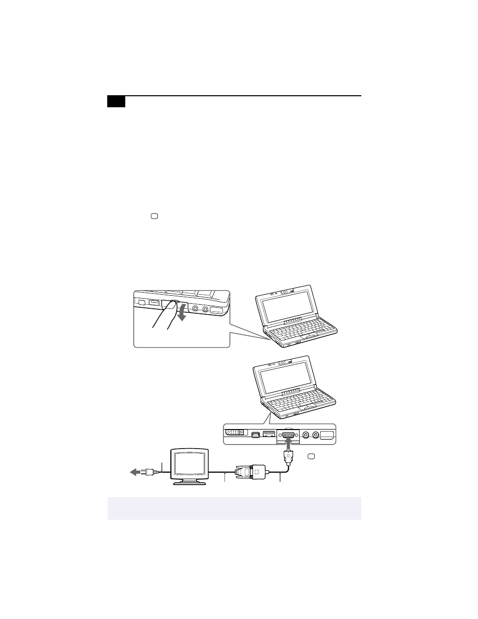 Connecting an external display, To connect a computer display | Sony PCG-C1X User Manual | Page 48 / 111
