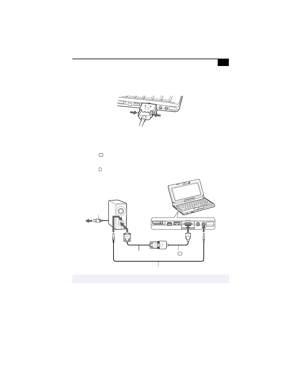 To remove the vga adapter, To connect a projector, To select a display | Sony PCG-C1X User Manual | Page 49 / 111