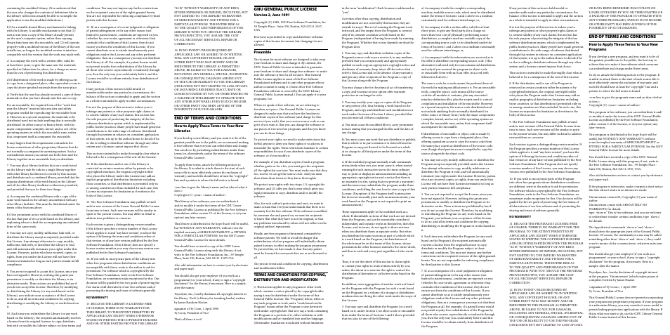 End of terms and conditions, Gnu general public license | Sony NWZ-S616FBLK User Manual | Page 2 / 2