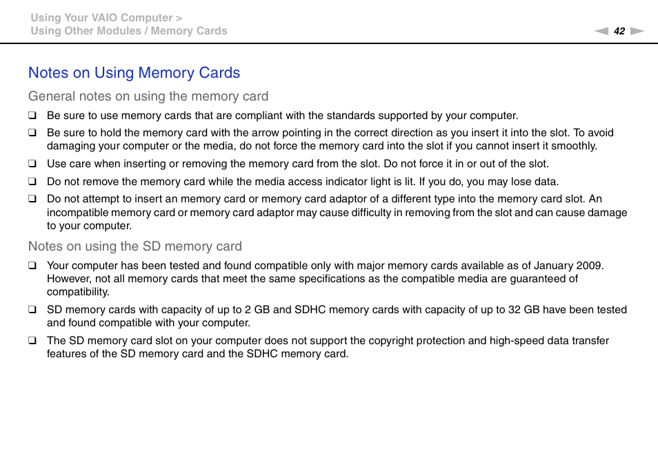 Sony VGN-P610 User Manual | Page 42 / 138