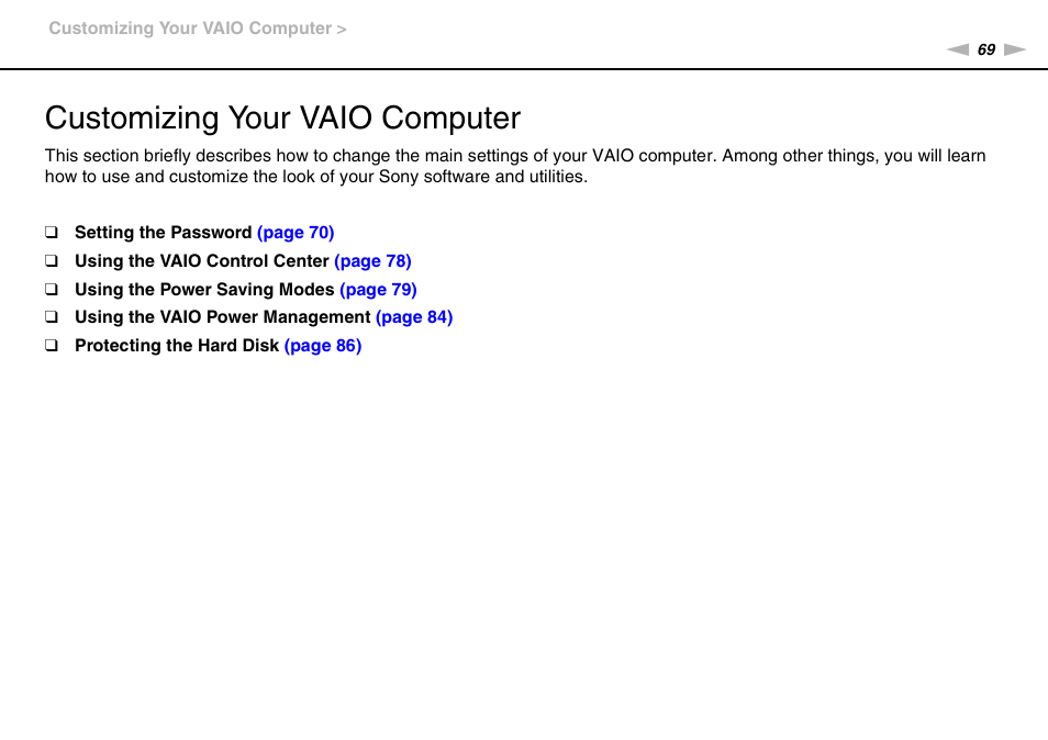 Customizing your vaio computer | Sony VGN-P610 User Manual | Page 69 / 138