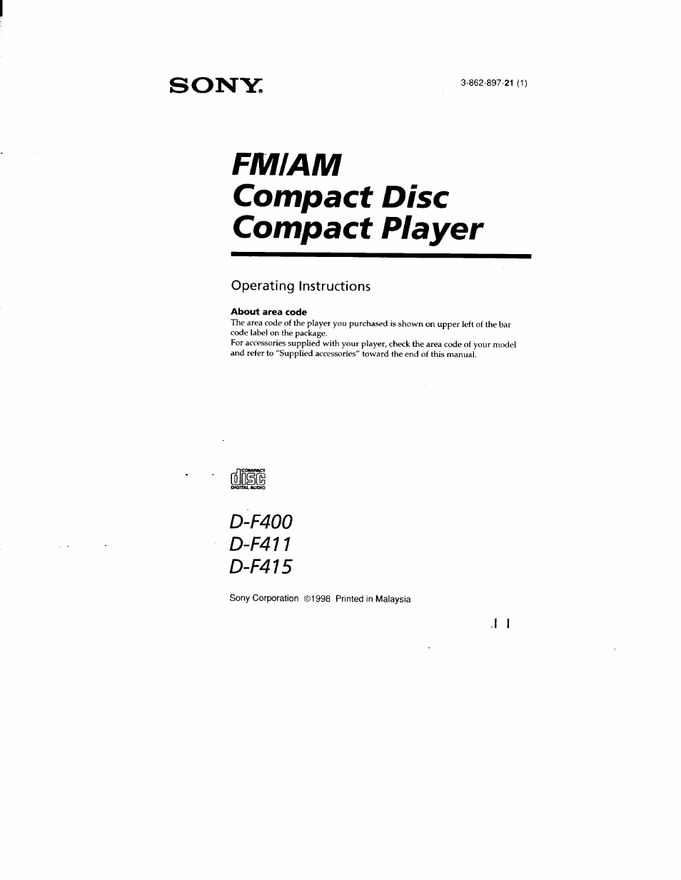 Sony D-F415 User Manual | 17 pages