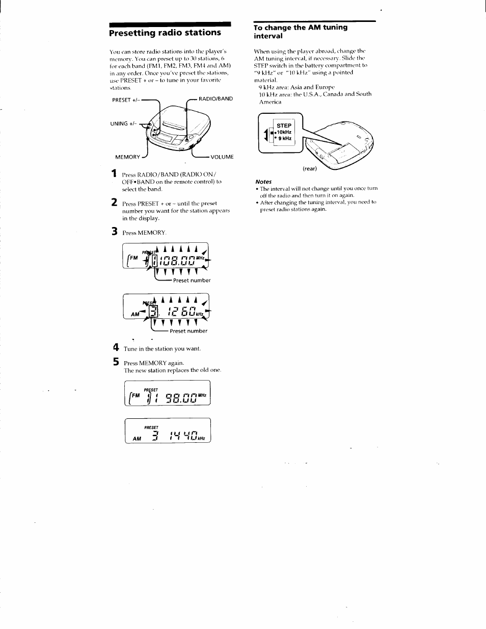 Presetting radio stations | Sony D-F415 User Manual | Page 10 / 17