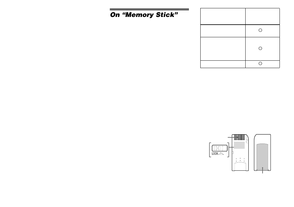 On “memory stick | Sony DSC-P8 User Manual | Page 108 / 120