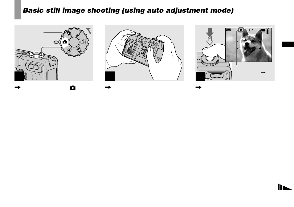 Basic still image shooting (using auto, Adjustment mode) | Sony DSC-P8 User Manual | Page 21 / 120