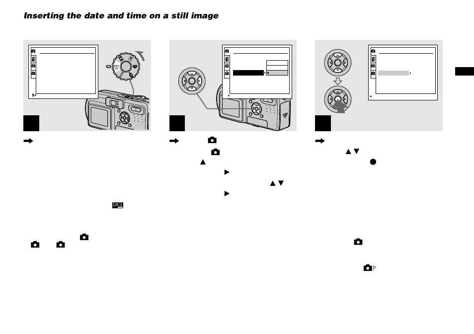 Inserting the date and time on a still image, Inserting the date and time on a still, Image | Sony DSC-P8 User Manual | Page 29 / 120