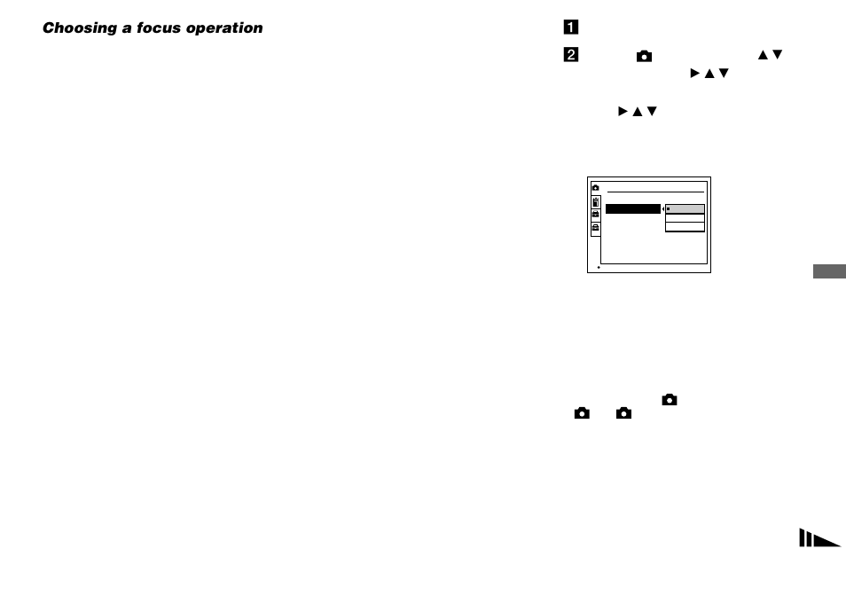 Choosing a focus operation, Af mode | Sony DSC-P8 User Manual | Page 43 / 120