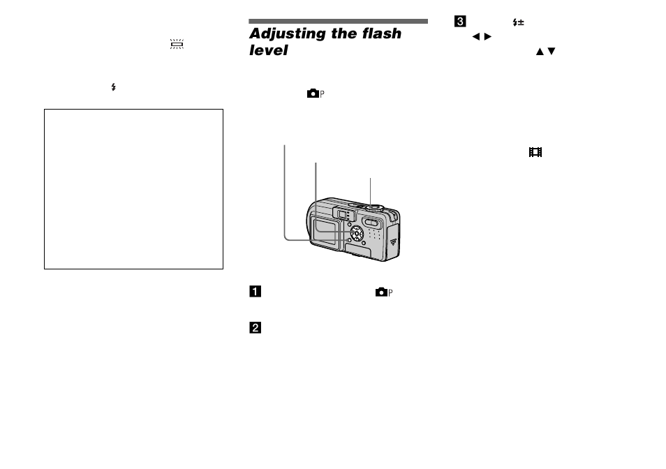 Adjusting the flash level, Flash level | Sony DSC-P8 User Manual | Page 50 / 120