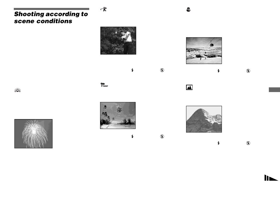 Shooting according to scene conditions, Scene selection | Sony DSC-P8 User Manual | Page 55 / 120