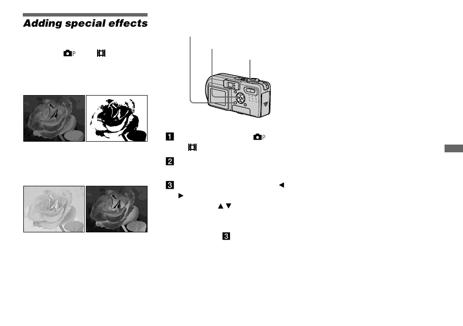 Adding special effects, Picture effect | Sony DSC-P8 User Manual | Page 57 / 120