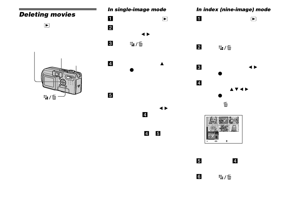 Deleting movies | Sony DSC-P8 User Manual | Page 70 / 120