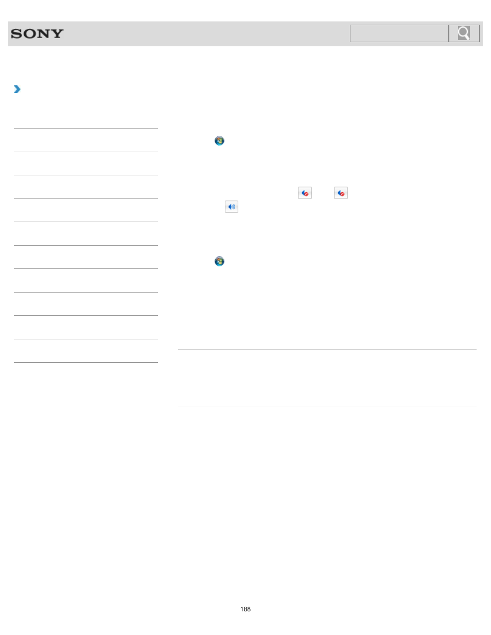 Adjusting the volume in windows, How to use, Search | Sony SVS1511BFXB User Manual | Page 188 / 407