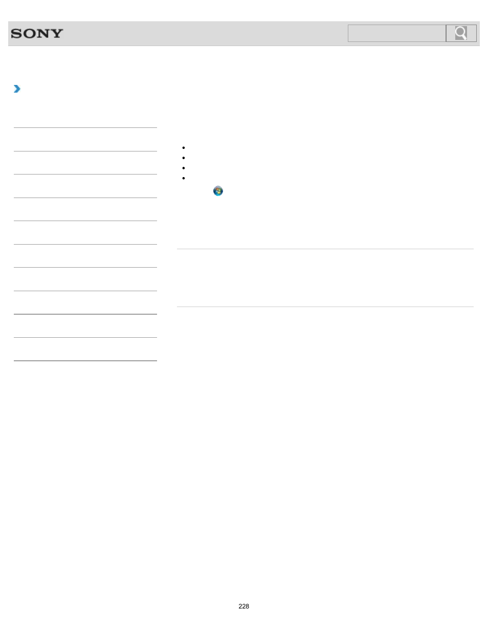 Enabling/disabling the multi-touch function, How to use, Search | Sony SVS1511BFXB User Manual | Page 228 / 407