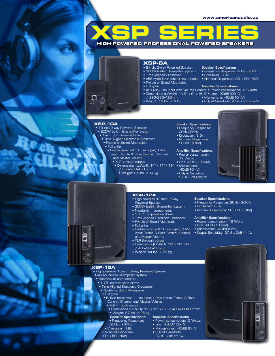 Xsp series, Xsp-8a | American Audio XSP-15A User Manual | Page 2 / 2
