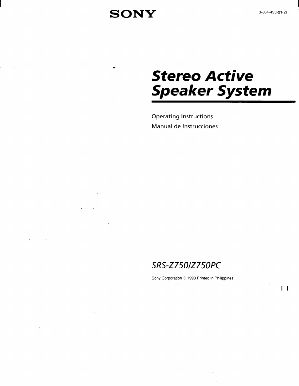 Sony SRS-Z750 User Manual | 10 pages