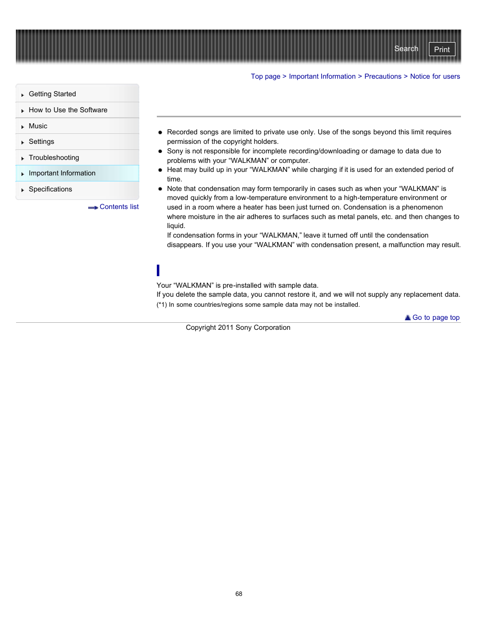 Notice for users | Sony NWZ-W262BLK User Manual | Page 68 / 80